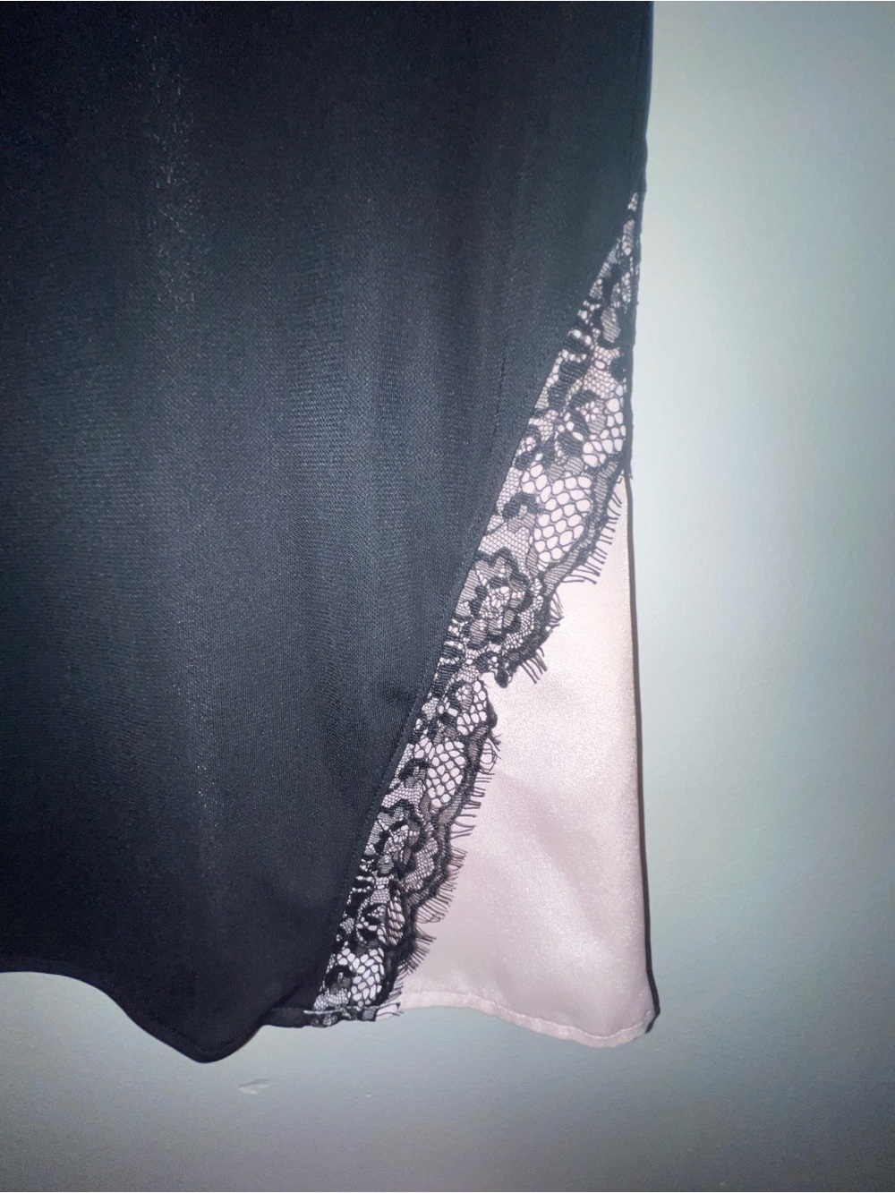 Worthington Pink Satin Blouse with Black Lace - Picture 5 of 7